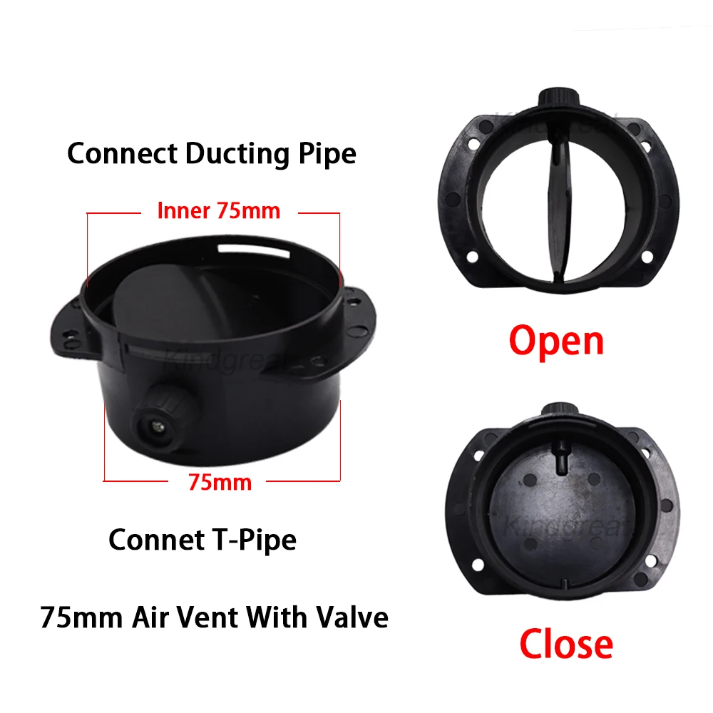 90/75/60 mm  Plastic Air Outlet Vent With Valve For 2KW 5KW 8KW Webasto Eberspacher Parking Diesel Heaters