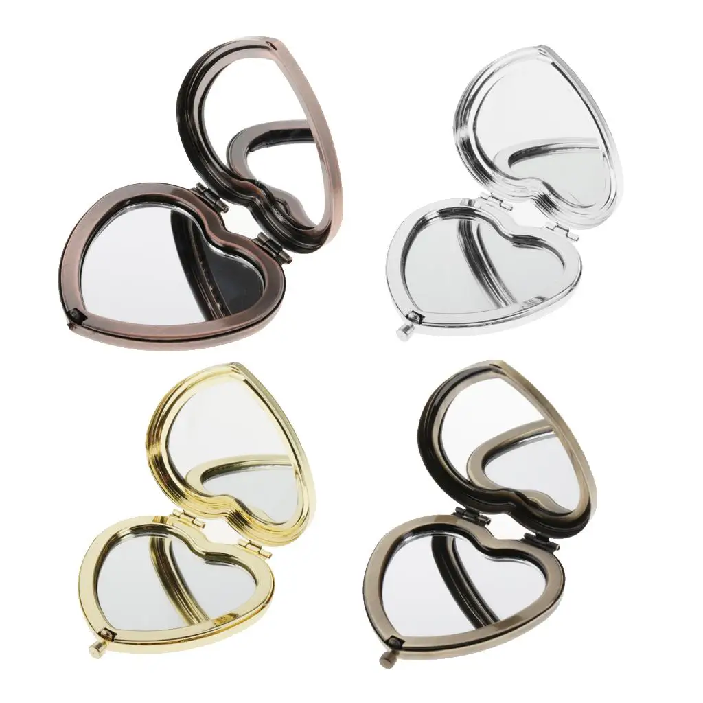 사랑스러운 귀여운 금속 프레임 여행 컴팩트 거울 메이크업 화장품 블랭크 거울