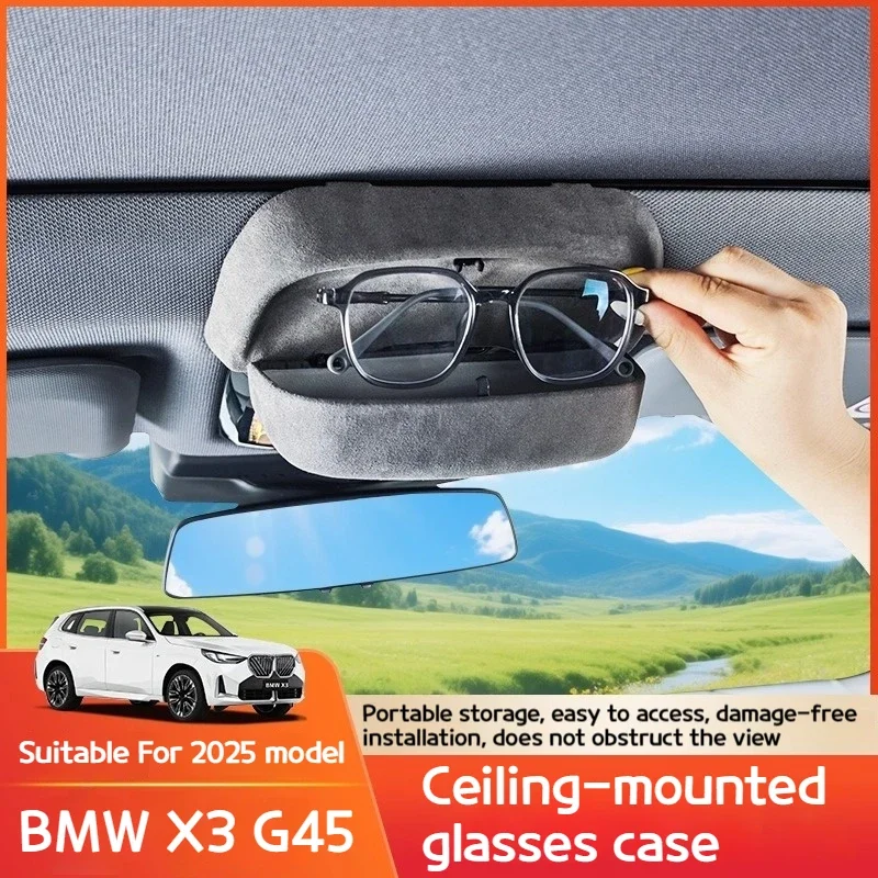

Для BMW New X3 G45 2025 серый меховой автомобильный потолочный чехол для очков, солнцезащитные очки, зажим для салона автомобиля, принадлежности для хранения, аксессуары