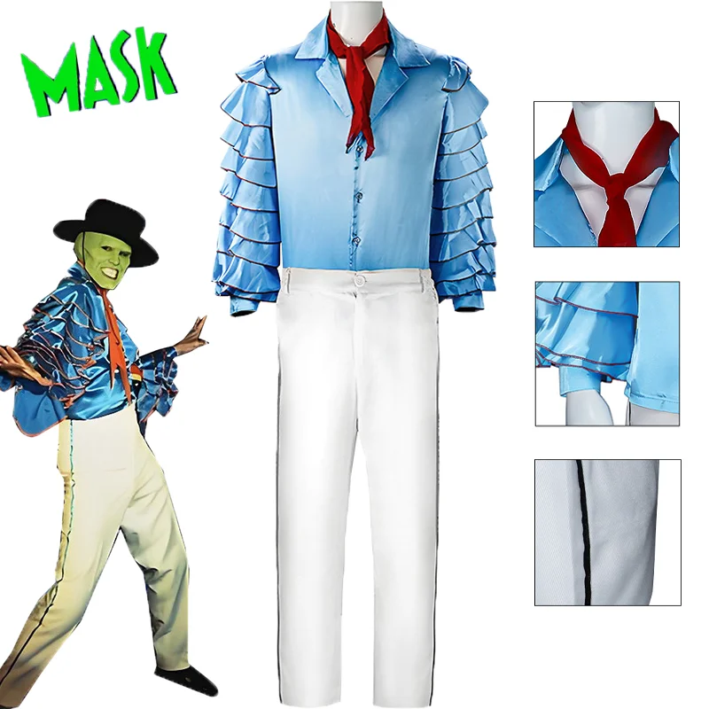 

Фильм Маска Джима Косплей Костюм Синяя Рубашка Карнавальная Униформа Костюм для Взрослых Мужчин Хэллоуин Вечеринка Ролевые Игры Наряды Comic Con
