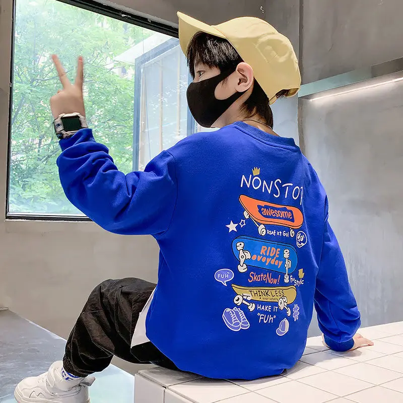 

Children's Clothing Boys Autumn Clothing Sweater New Medium and Large Children Spring and Autumn Style Boy Fried Street Western