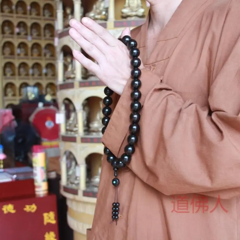 Natural Large Buddha Beads Ebony Sandalwood 20mm18 36 58 108 Pcs Beaded Hand String High Density Submerged Water Prayer Jewelry