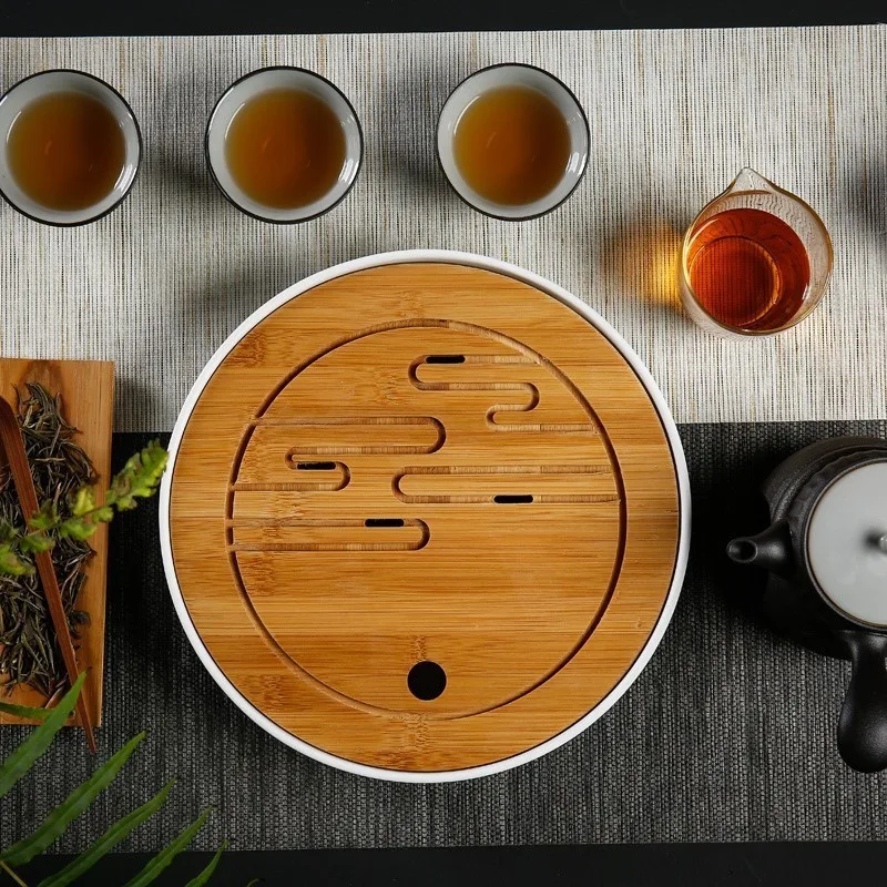 Bamboo Tea Tray, Pu\'er Tea Board, Drainage Water Storage, Kung-Fu Tea Set Tea Table, Chinese Tea Room Board, Ceremony Tools, 1Pc