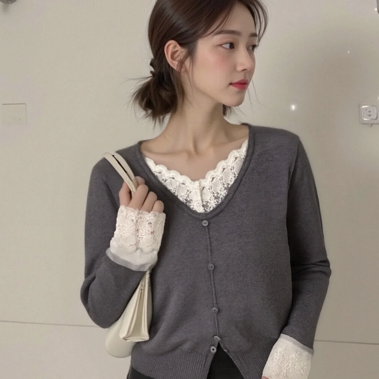 

Pullovers Womens Europeen Trendy Minimalist Korean Jirai Spring Pink Turtlenecks Woolen Outfit Slim Gothic Cardigan Neve Curvy