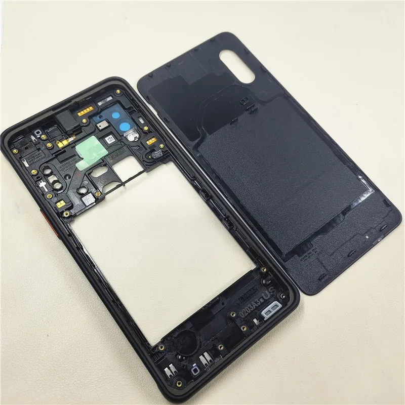 For Samsung Galaxy Xcover Pro SM-G715 Housing Middle Frame Side Buttons + Battery Back Cover Replacement Repair Parts