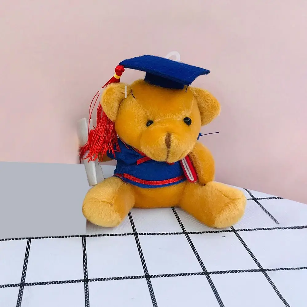 Cartoon Plush Doll Keychain Dr. Bear Cute Bear Graduation Bear Gifts Fur Pompom Bear Bag Pendant Bag