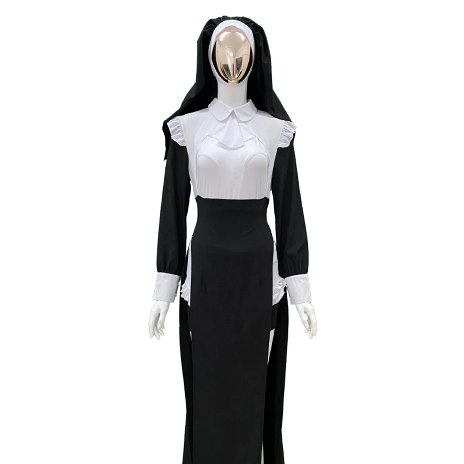 

Halloween Nun Cosplay Costume Sexy Uniform 4Pc/set Religious Catholic Priest Sister Clothes Party Carnival Performance Clothes