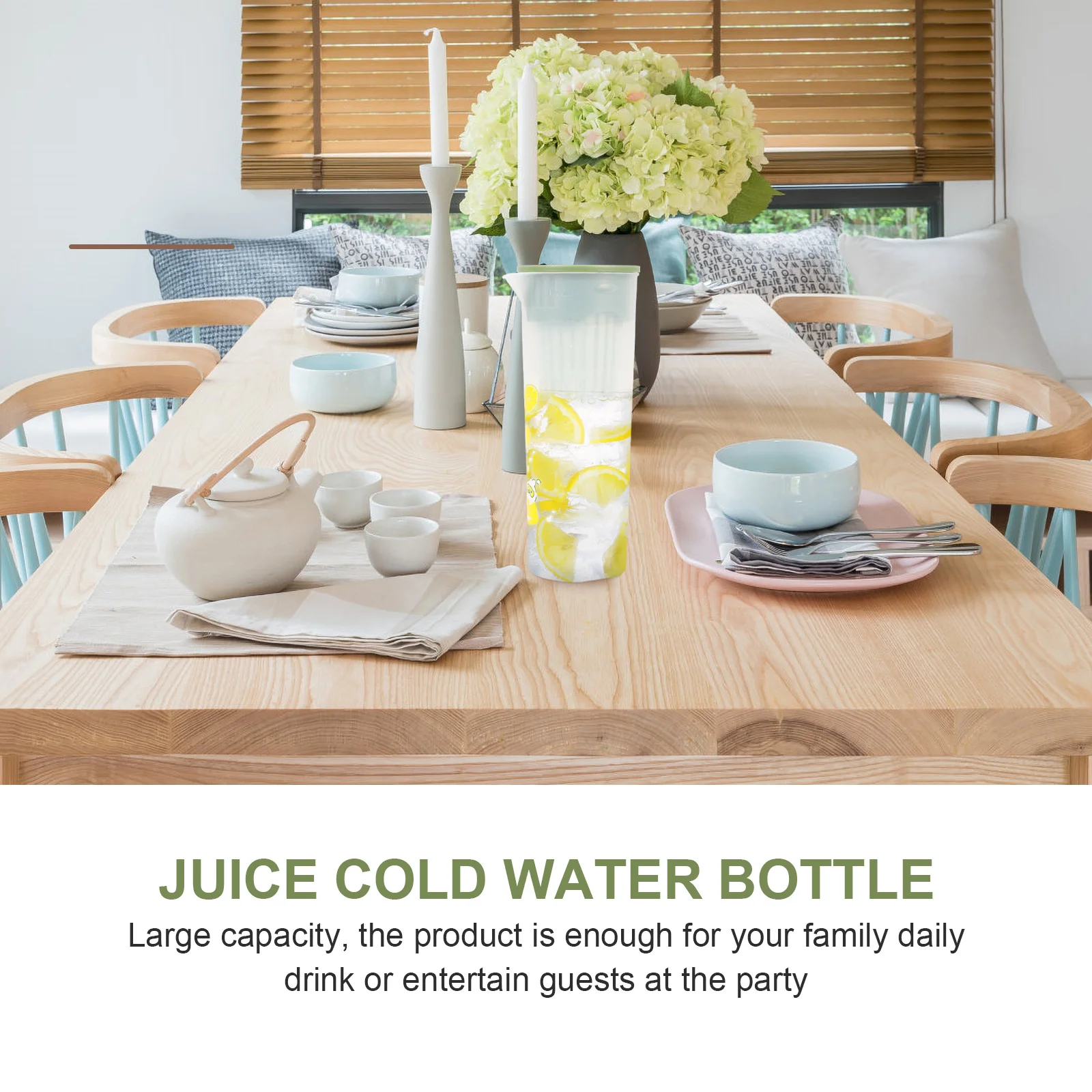 

1.5L/2L Large Capacity Cold Water Kettle Glass Plastic Pitcher Heat Resistant Leak Proof Dispenser Lid Home Office Party Use