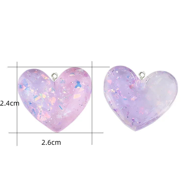 10Pcs Transparent Colorful Resin Heart Pendants Charms for Necklace Bracelet Earrings Jewelry Making DIY Findings Craft