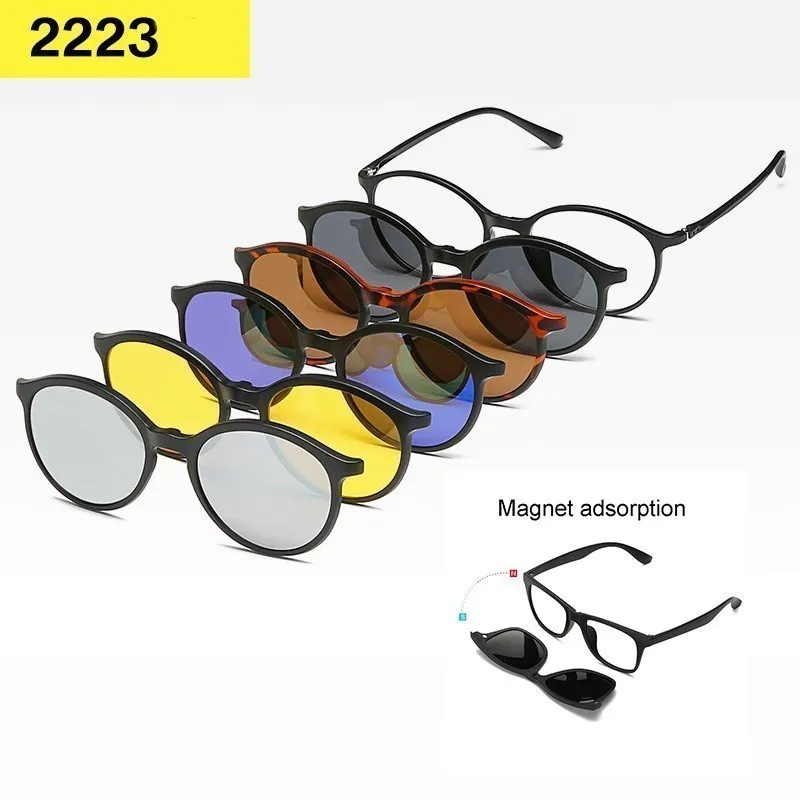 

6 In 1 Custom Men Women Polarization Optical Magnetic Sunglasses Clip Magnet Clip on Sunglasses Clip on Sun Glasses Frame