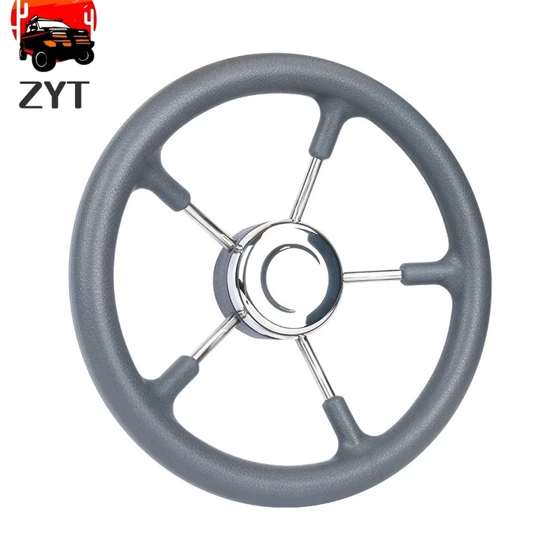 

1PC Stainless steel marine steering wheel with foamed grip and forged shaft suitable for yachts speedboats trucks and RVs