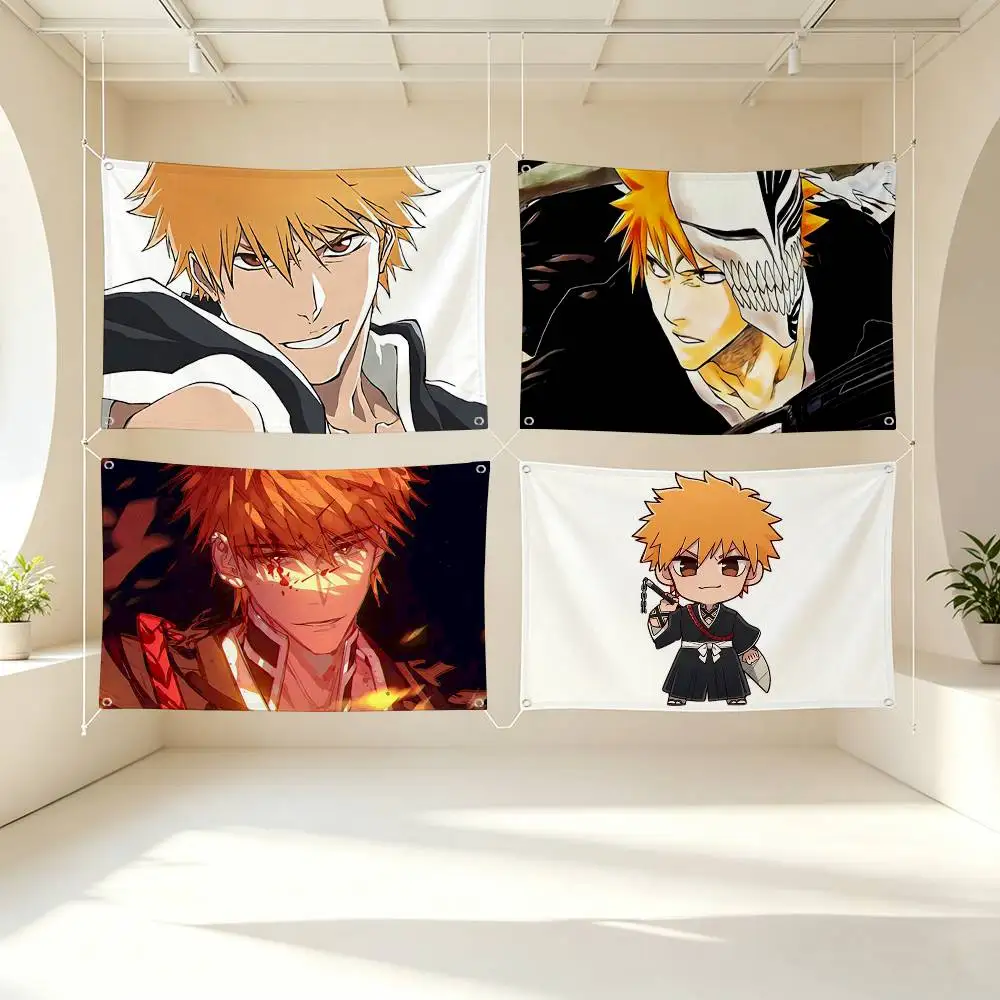 BLEACH Ichigo Kurosaki Flags for Bedrooms Home Decor Items Outdoor Decors Garage Decoration Flaga