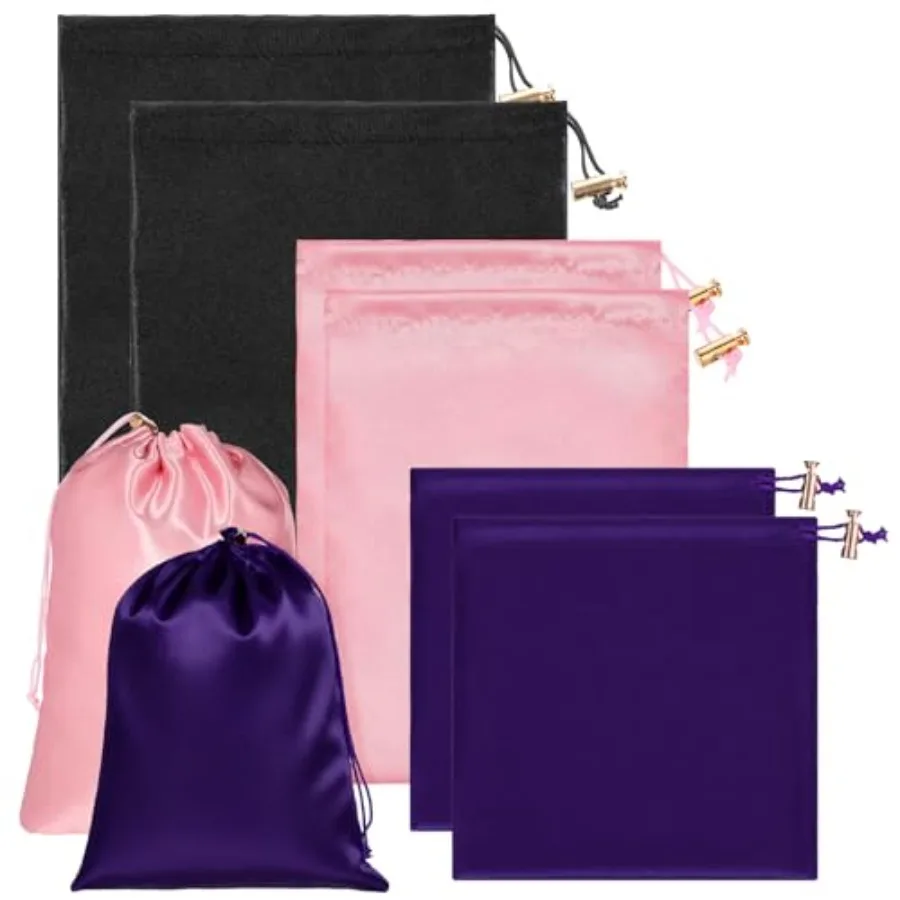Toy Storage Bags, 6 Pcs Quality Satin Silk Drawstring Pouch Adjustable Microfiber Toy Organizer Bags Gift Bag Foldable Ditty Ba