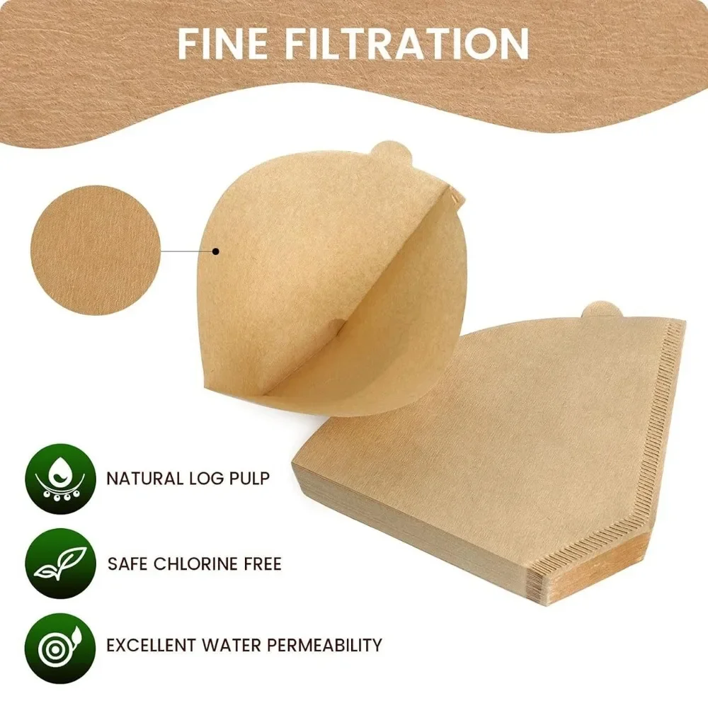 100 Pcs #4 Cone Disposable Coffee Paper Filters for Coffee Maker,Unbleached Natural Brown, Coffee Maker Filter Accessories