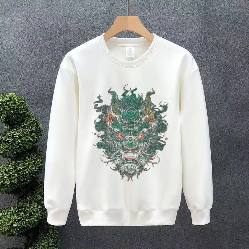 Men\'s clothing Sweter embroidery round neck long-sleeved pullover Men\'s winter sweater round neck casual men velvet T-shirt