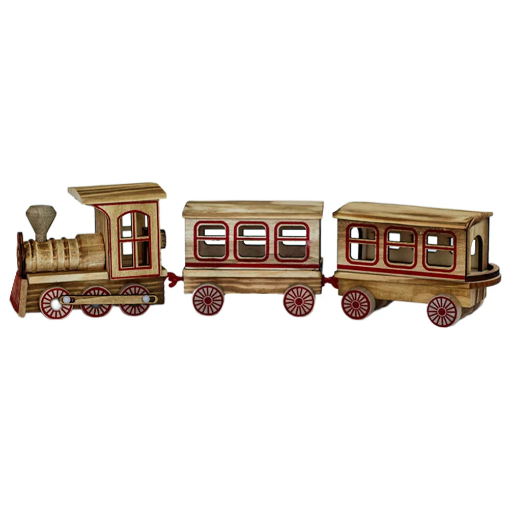 

1 комплект, рождественский поезд, деревянное ремесло, трехсекционный маленький поезд, декоративная опора, домашняя вечеринка, фестиваль, рождественское украшение, деревянное ремесло