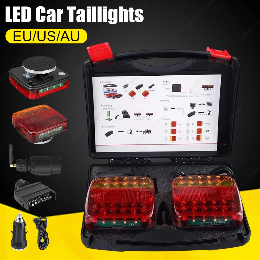 

Wireless Trailer Lights LED Magnetic Wireless Tail Lights for Trailer Waterproof Rechargeable Towing Light Kit