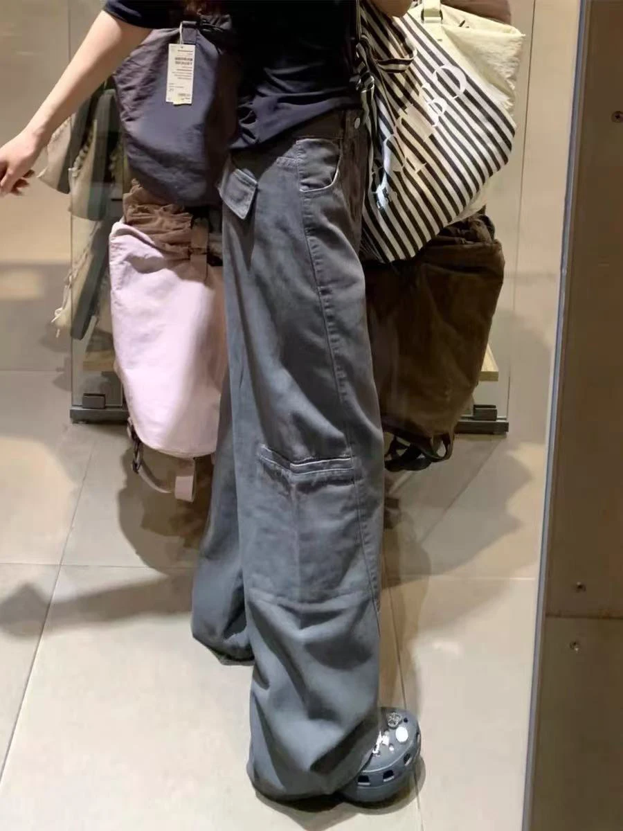 

plus Size High Waist Straight Leg Jeans American Style Workwear Denim Spring Season Pear Shaped Body Slimming Wide Leg Pants