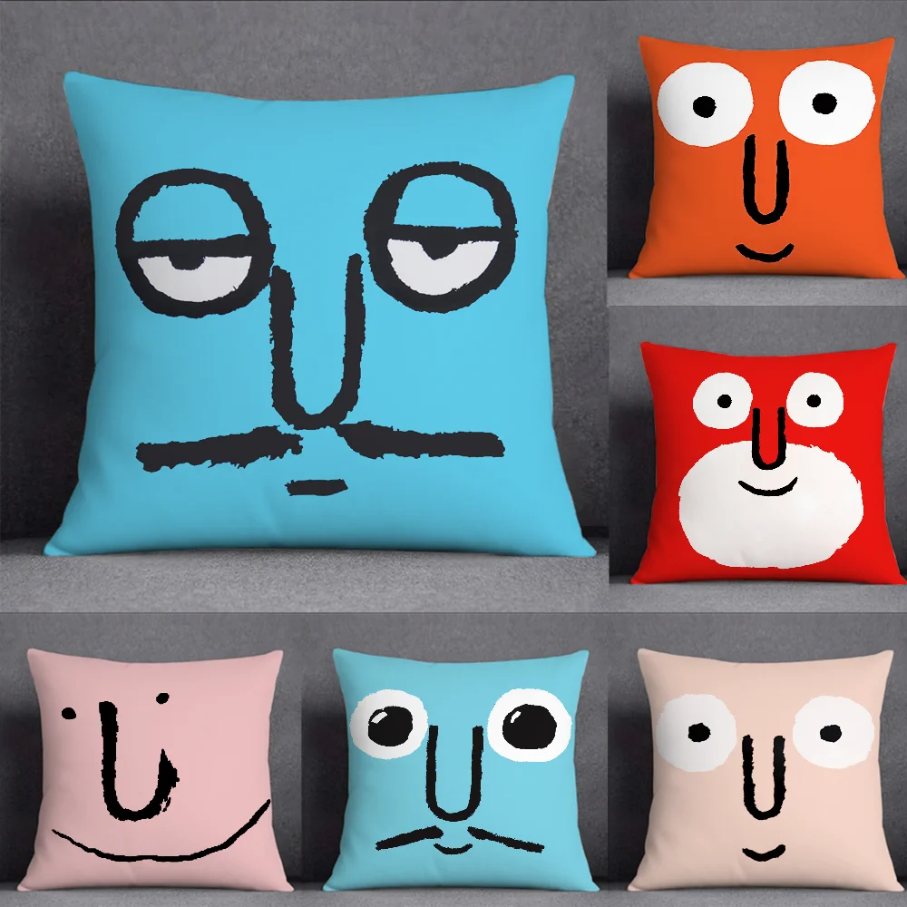 Aesthetic Art J-Jean J-Jullien Pillow Case Square Pillowcase Double-Sided Printing Short Plush Sofa Cushion Cover Bedroom