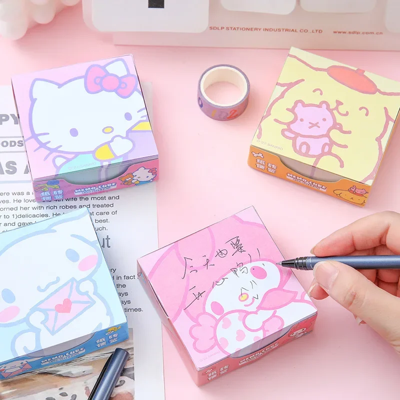 Sanrio kawaii stationery  Hello Kitty Kuromi Cinnamoroll My Melody Pompompurin Student Memo Tearable Hand Book Note Paper cute