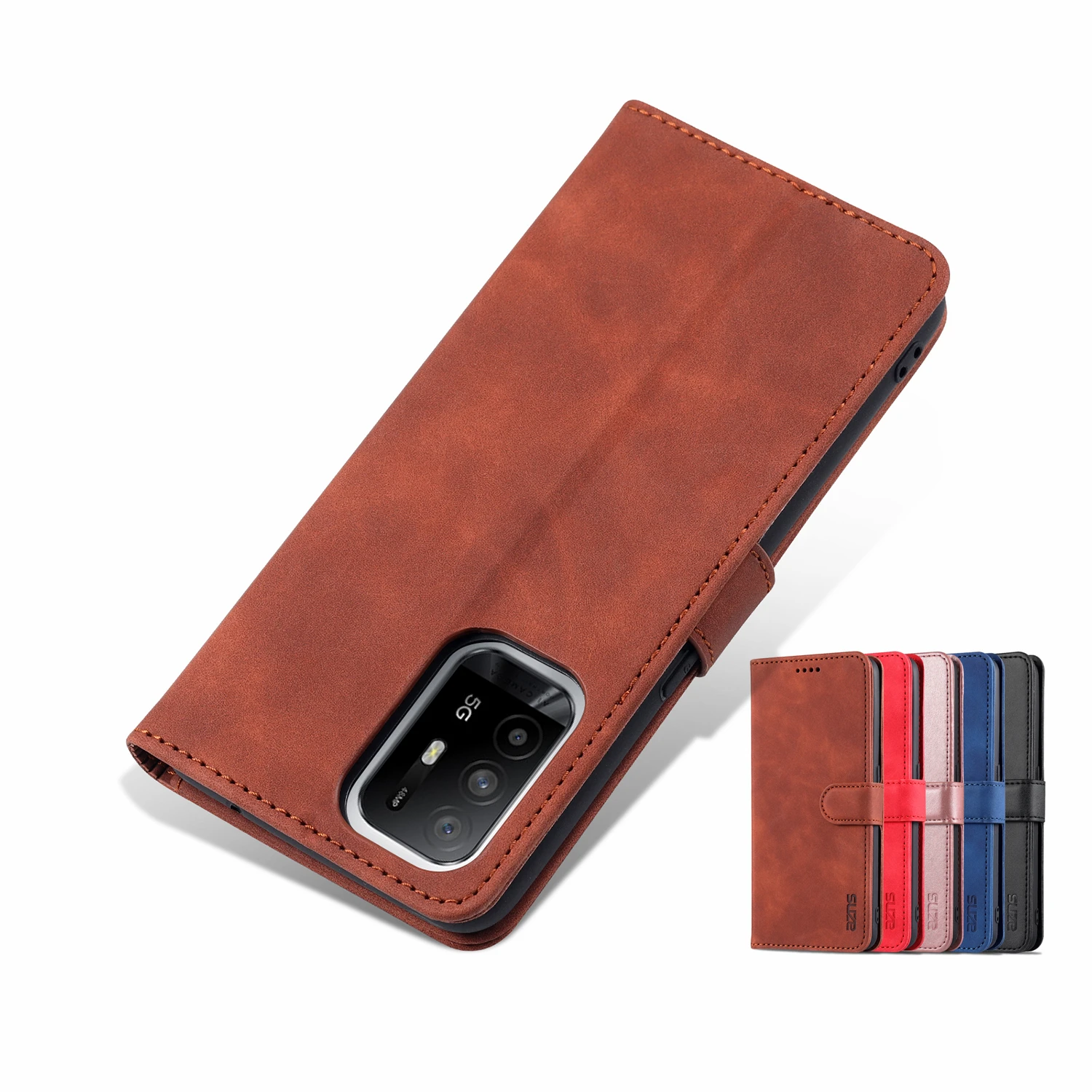 High Quality Flip Cover Fitted Case for OPPO A93S 5G A74 5G A54 5G Pu Leather Phone Bags Case Holster with closing strap AZNS