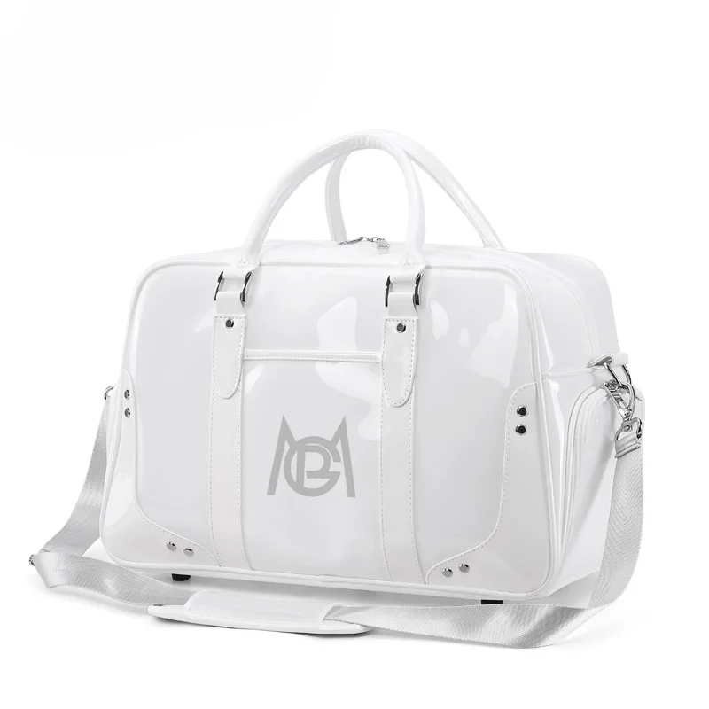 Fashion Design Large Capacity Shiny Transparent Waterproof Golf Boston Bag With Independent Shoe compartment