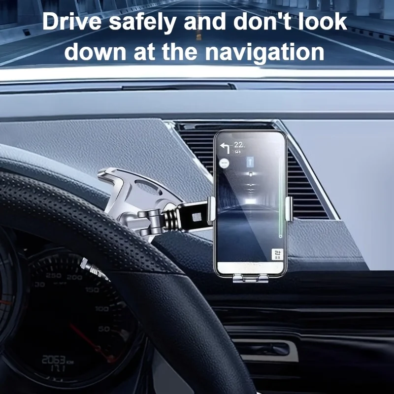 Lcars Car Dashboard Phone Holder Suitable for Car Phone Navigation and Entertainment, with a Clip-On Alloy Panel Base Made of Abs Material, 2026 New Model Car Phone Holder, Gravity-Type Dashboard Clip for Car Navigation, Anti-Shake Support Bracket (Cannot Hold the Phone Horizontally, Can Only Hold t