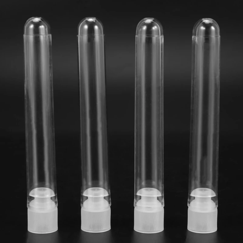 600Pcs Clear Plastic Test Tubes With White Screw Caps Sample Containers Bottles Push Caps 12X75mm