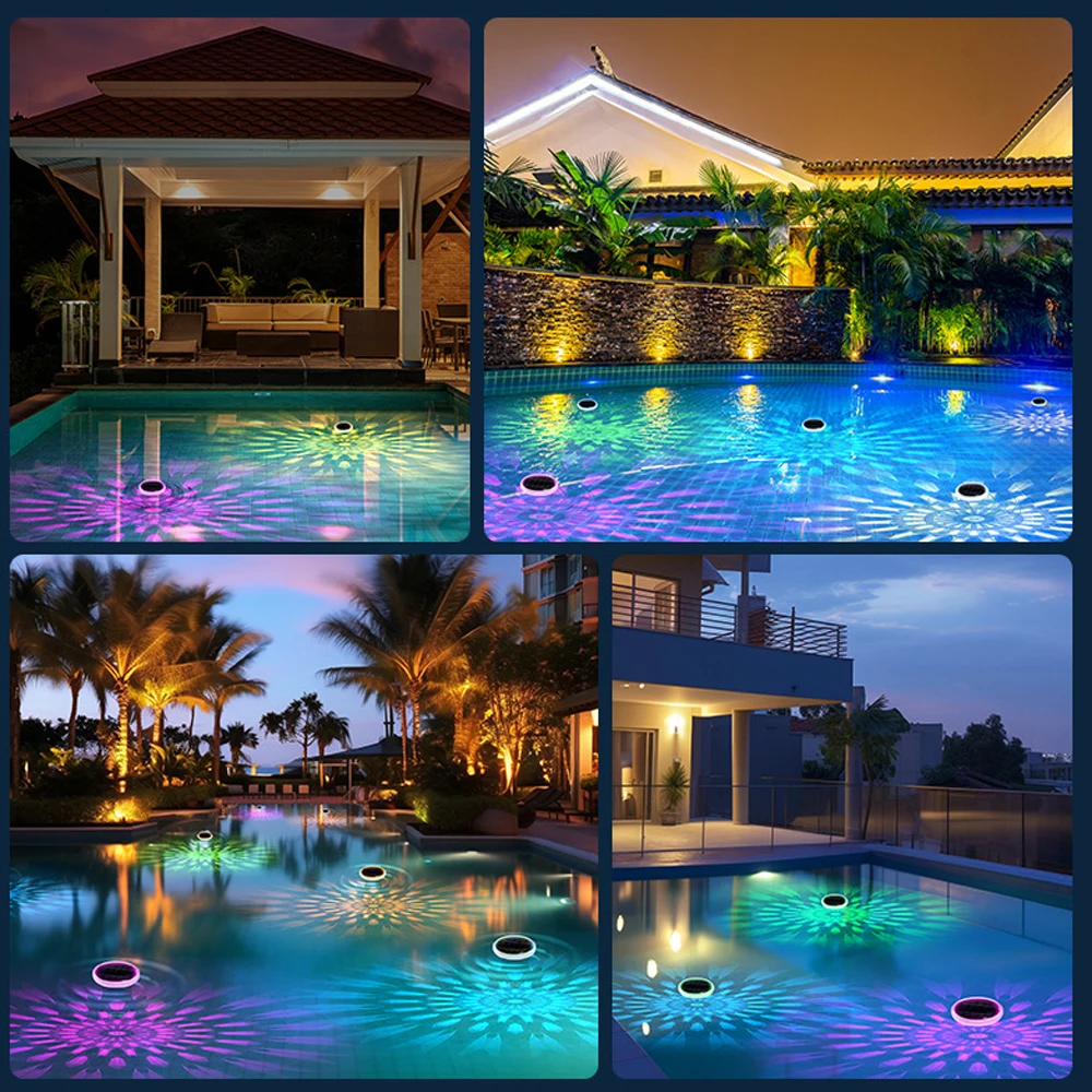 F5 Solar Floating Pool Lights Color Changing IP65 Waterproof Swimming Pool Lights With Remote 9 Lighting Modes Floating Light