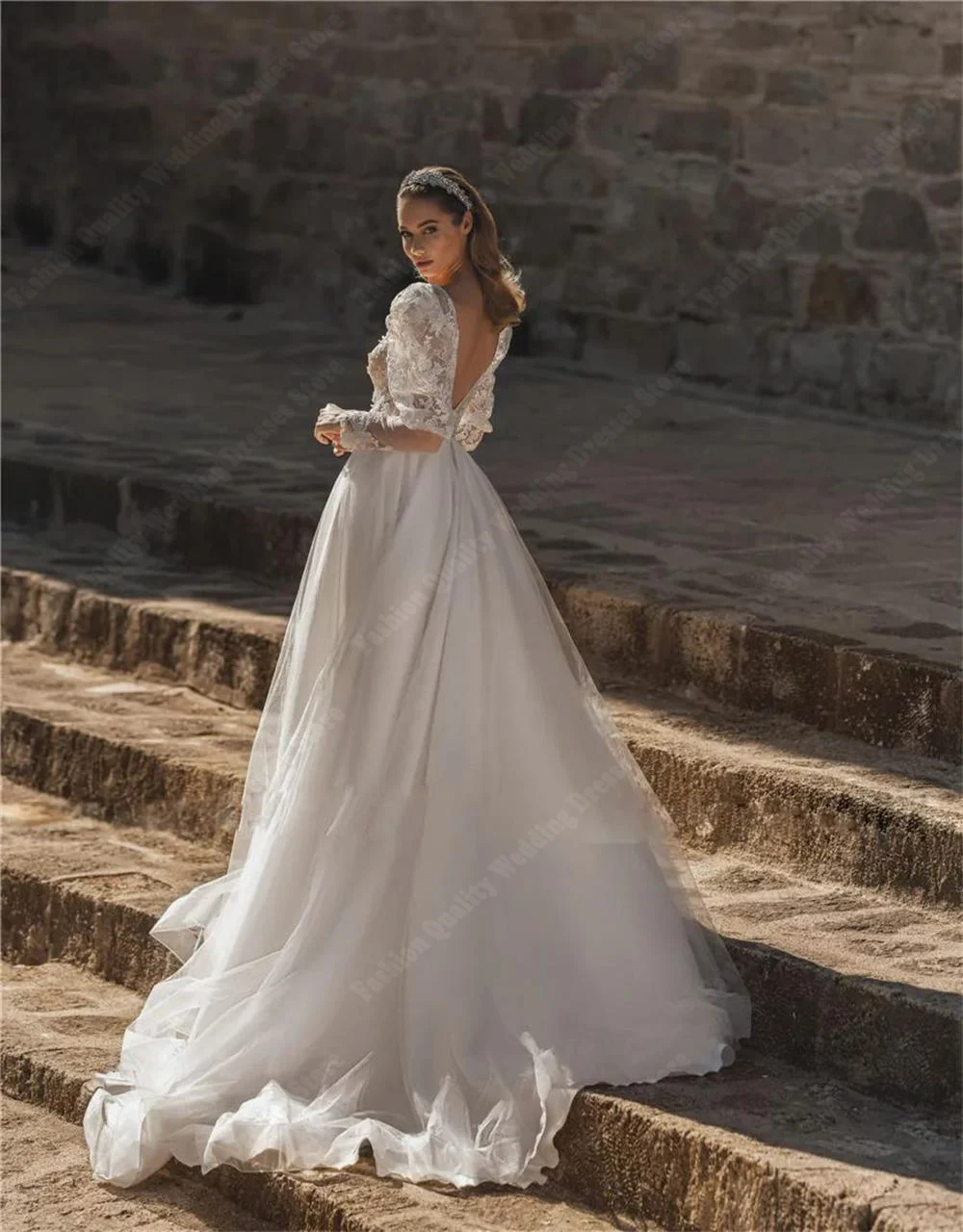 Vestidos De novia De estilo Simple para mujer, mangas esponjosas, diseño Formal, trapeador De piso, Vestidos De novia De princesa De Color sólido