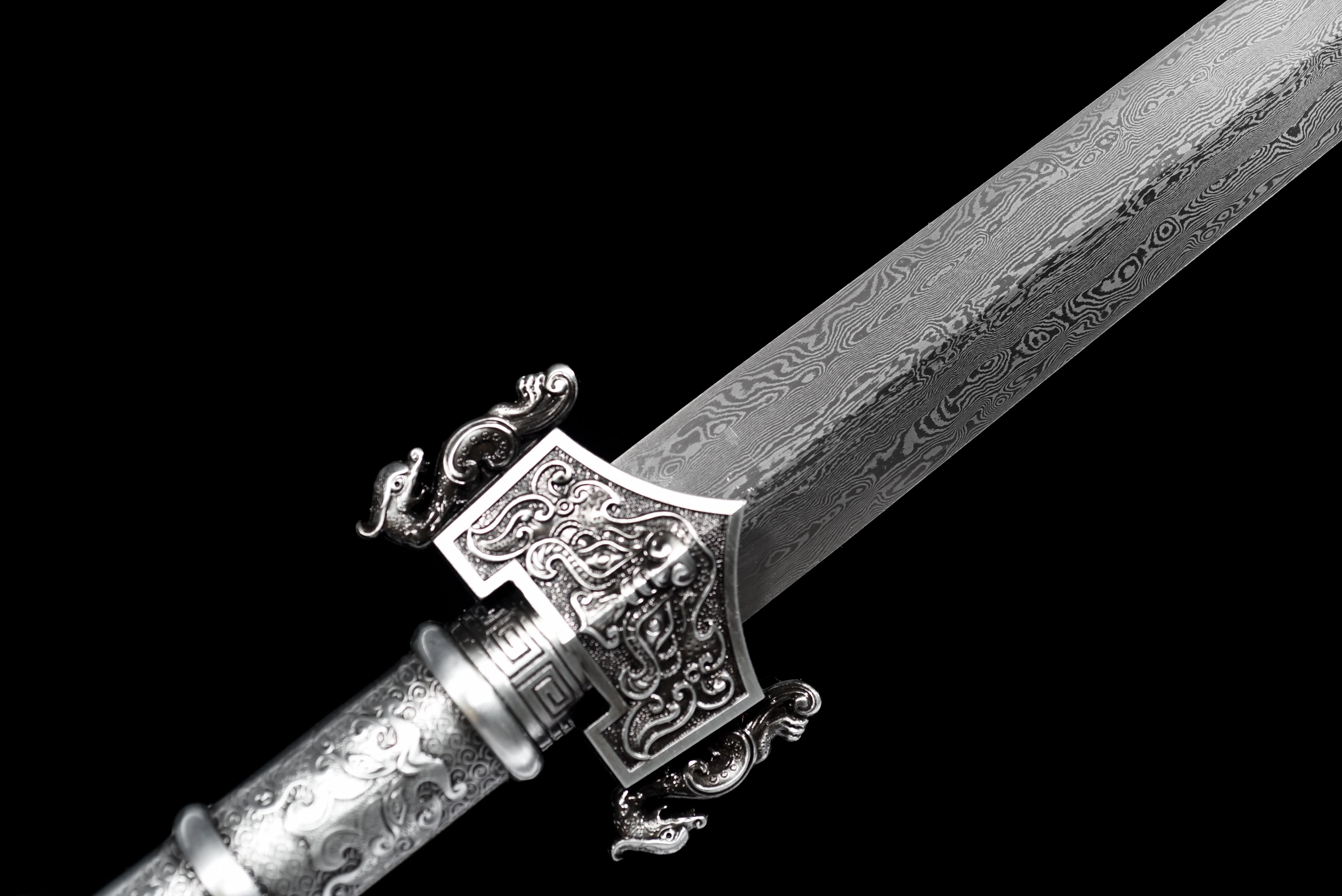 103cm Medieval Chinese Sui-edged sword of Han Dynasty Damascus Steel Real Steel sword Sharp combat ready weapon Samurai sword