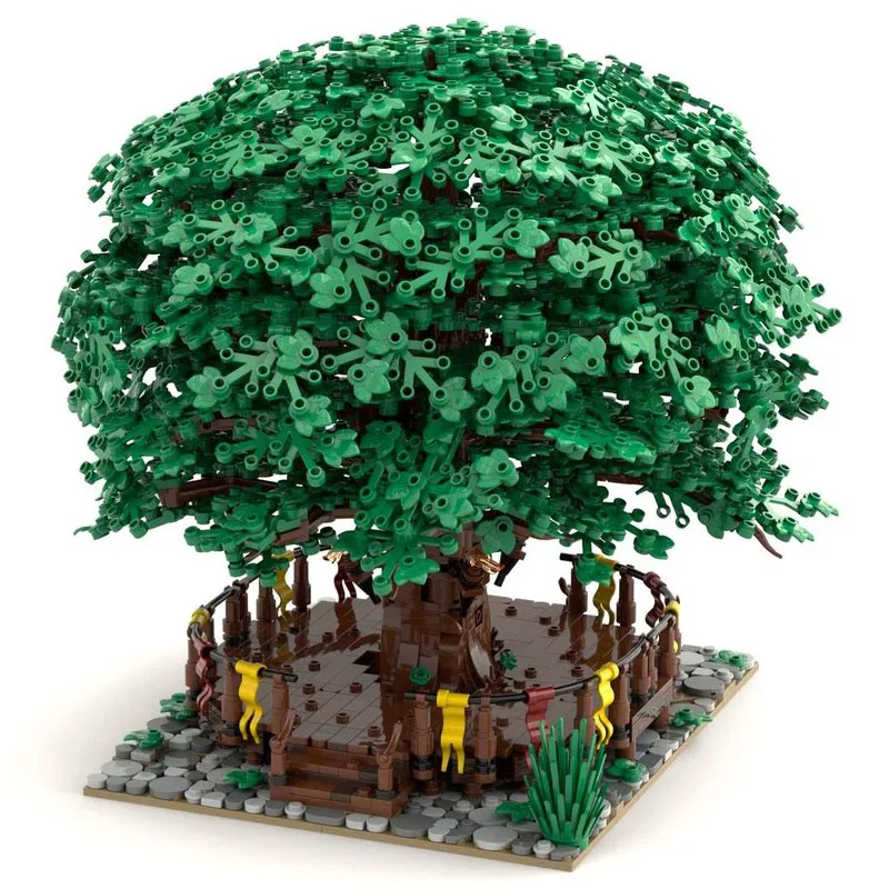 Street View Moc Building Blocks Medieval Dance Linden Tree Model Technology Bricks DIY Assembly Construstion Toy Holiday Gifts