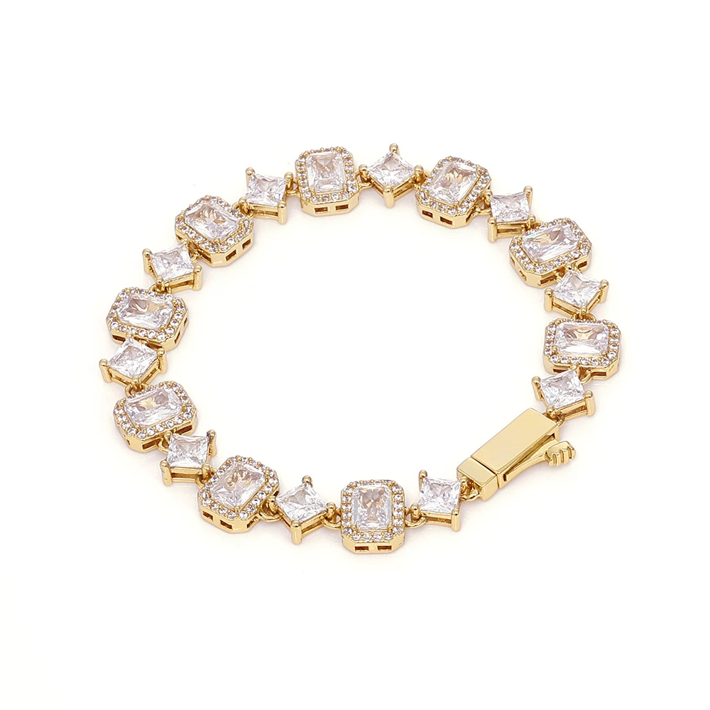 

Hip Hop Jewelry New 10mm Shining Square Zircon Bracelet Iced Cubic Zirconia Fashion Luxury Party Jewelry for Men and Women