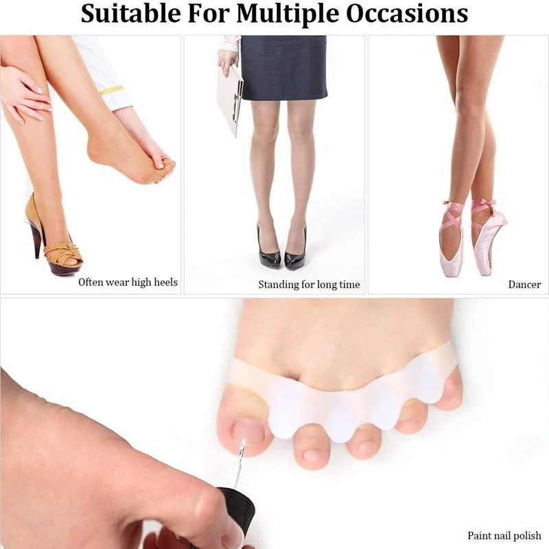 1Pair Foot Care Protector Toe Separator Suitable Bunion Yoga Gel Toes Corrector for Men Women Silicone Straighteners Overlapping