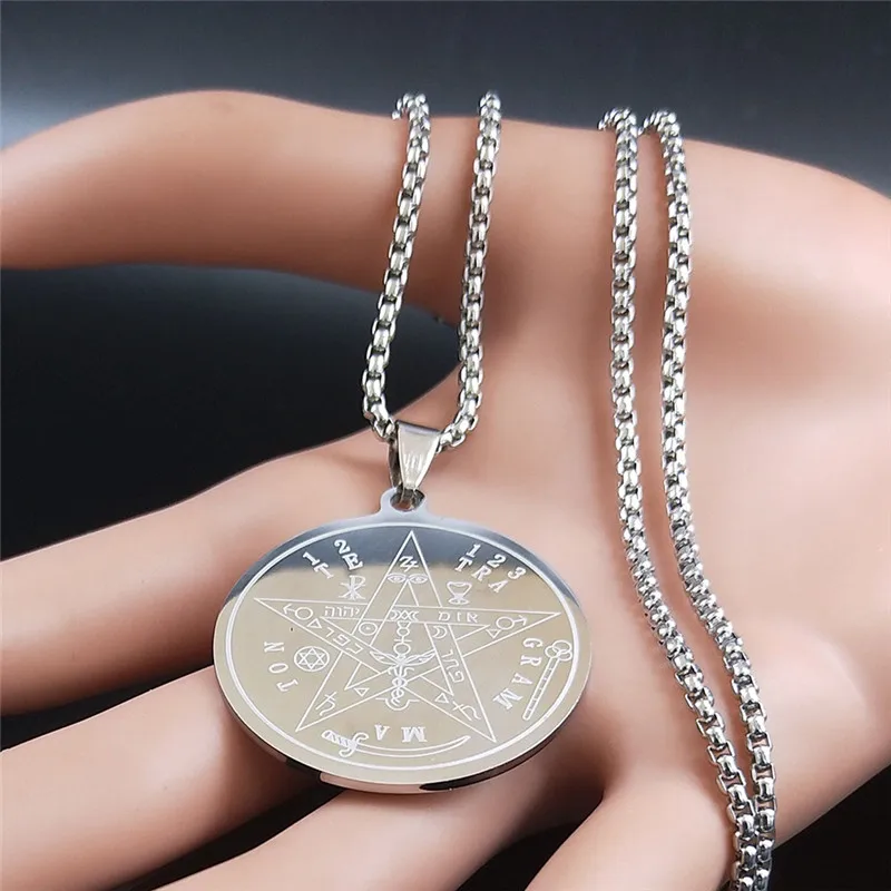 Tetragrammaton ชาวยิวฮีบรูสร้อยคอผู้หญิงผู้ชายสแตนเลส Star Pentagram Talisman CHAIN ของขวัญเครื่องประดับ collier N4511S02