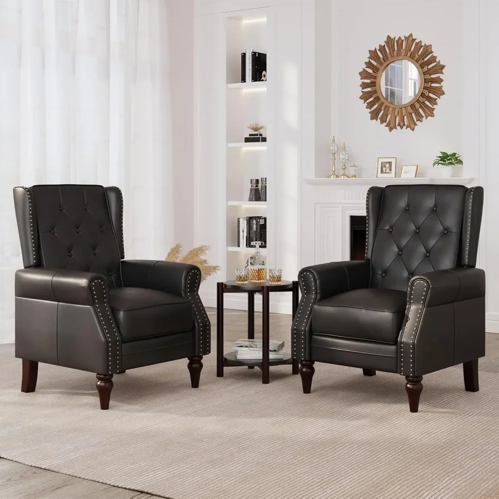 Club Chair with Wingback, Accent Chair with Rivet Decorationk, Pushback Arm Chair for Living Room Bedroom Club Cafe