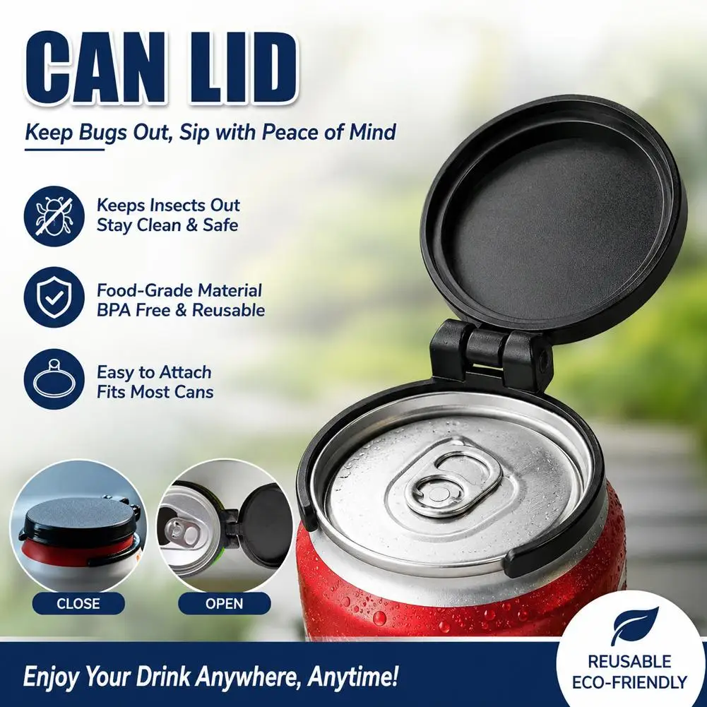 Reusable Can Lids, 1/2 Pack Pop or Beverage Can Lids, Covers, Protectors, Flip Toppers For Soda, Seltzer, Beer, Energy Drinks