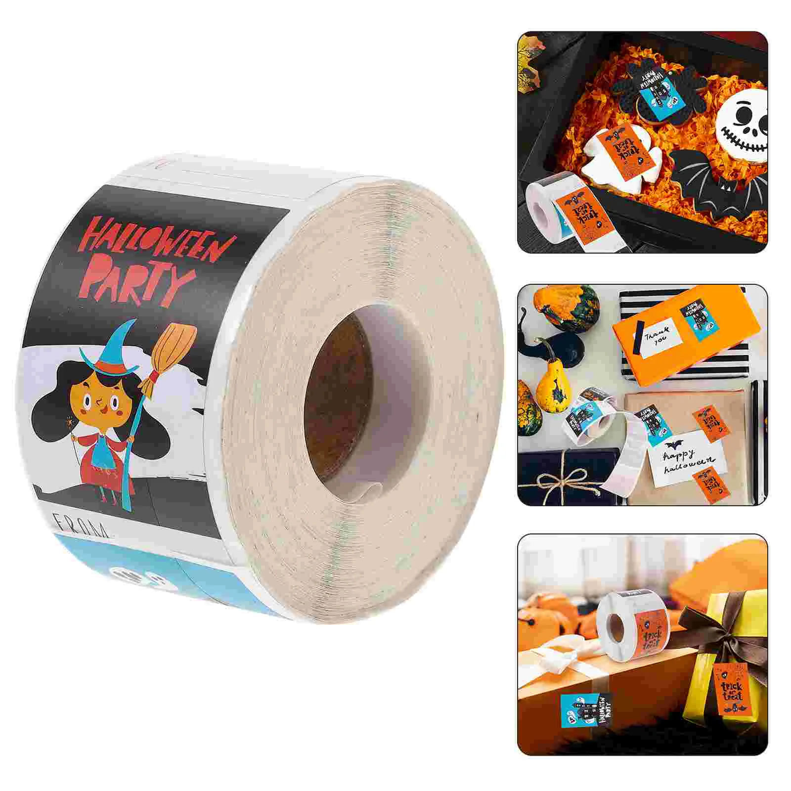 Gift Labels Wrapping Stickers Sealing for Halloween Cartoon Festival Round Invitation Cards