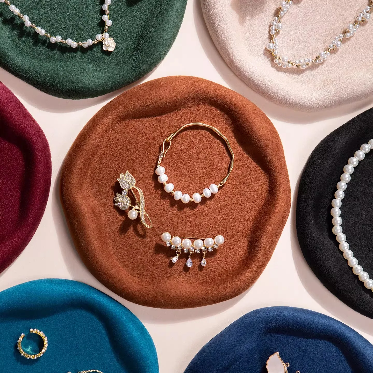 Jewelry Display Tray Velvet Cloth for Live Viewing of Goods Display Stand for Jewelry Counter Shooting Props