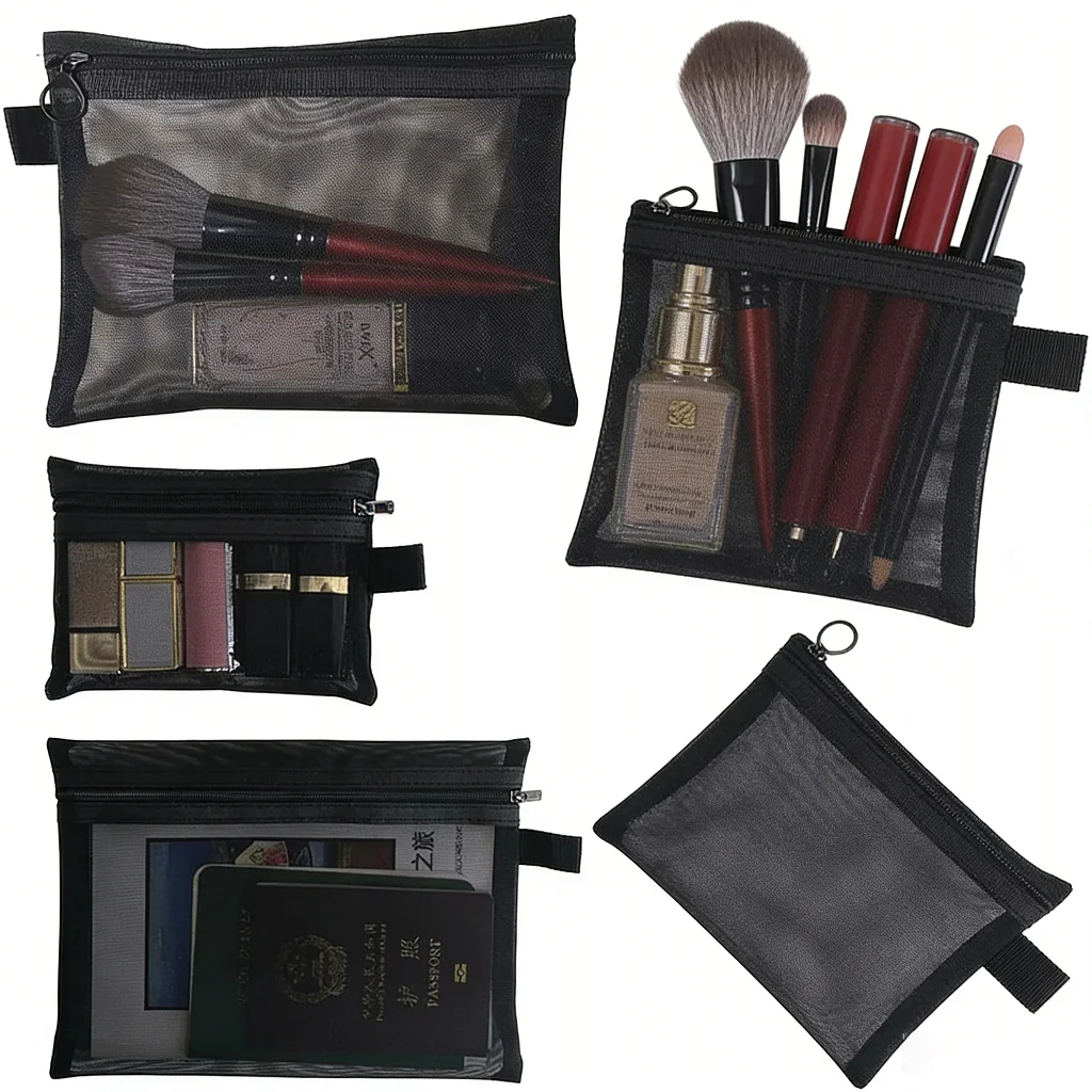 Mesh Cosmetic Bag Travel Storage Makeup Bag Organizer Female Make Up Pouch Portable Small Large Toiletry Beauty Case