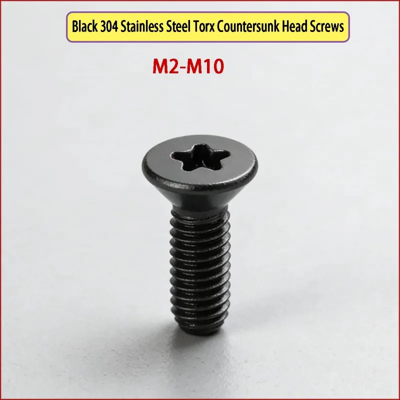 304 Stainless Steel Black Torx Countersunk Screw Star Drive Hex Bolt M2-M10