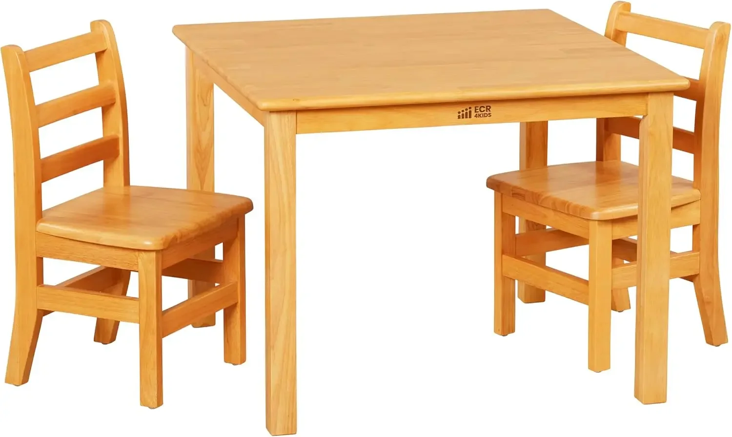 30in Square Hardwood Table and 12in Chairs, Kids Furniture, Honey, 3-Piece