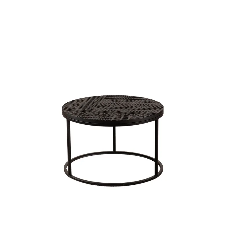

American retro solid wood small round table, living room combination coffee table, homestay small apartment household