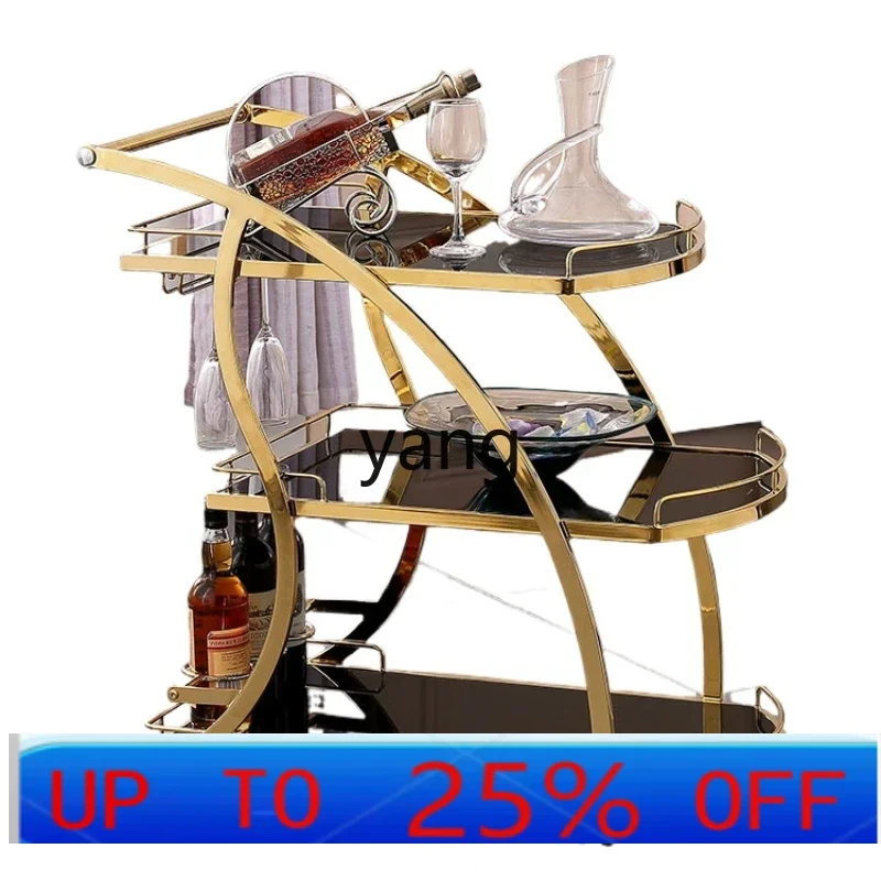 

LMMTea Weagon Мобильная стеклянная тележка для отеля из нержавеющей стали Трехслойная коммерческая тележка для закусок