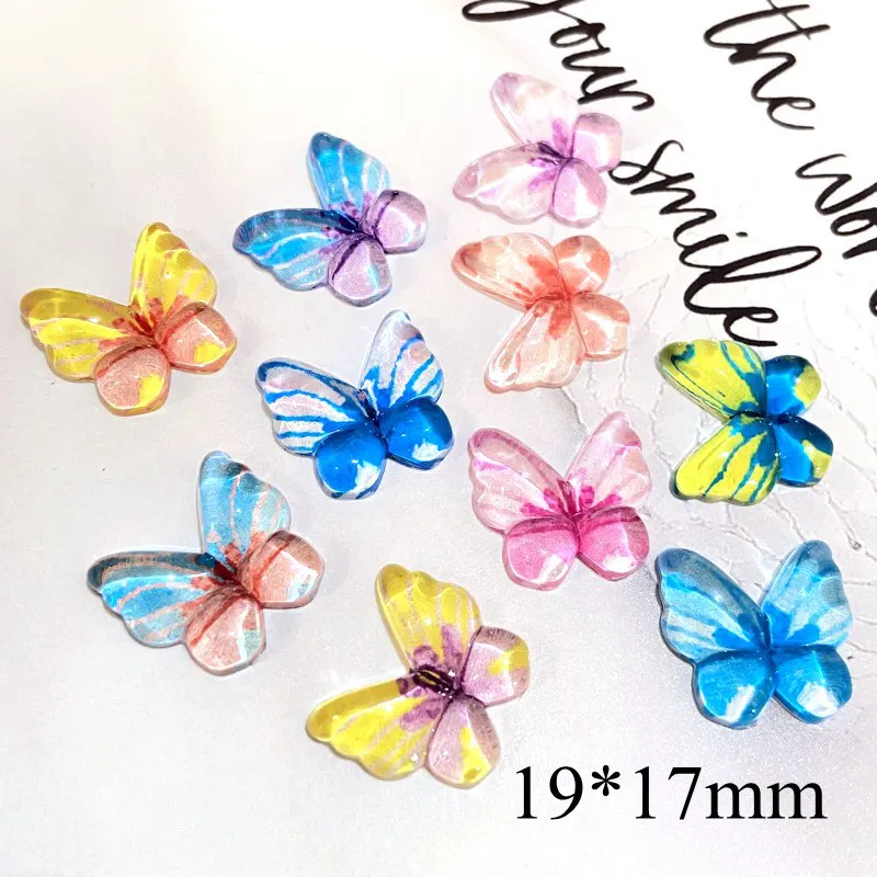 20Pcs NEW 19*17mm Simulation Mini Butterfly Flat back Resin Cabochons Scrapbooking DIY Jewelry Craft Decoration Accessorie