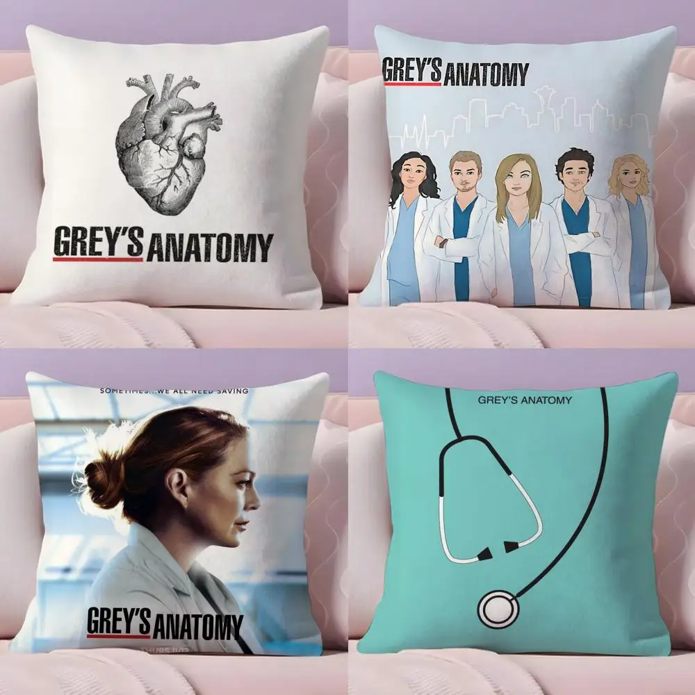 G-Greys AnatomyS Cushion Cover Soft Short Plush Double-Sided Printing Home Decor Machine Washable Pillow Case Gift