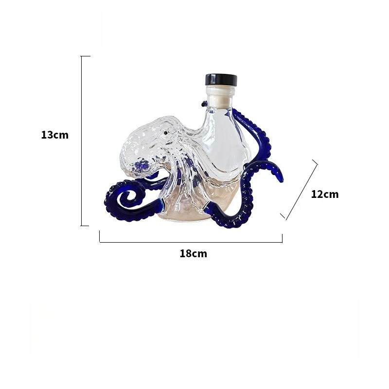 Glass Bottle Sea Monster Octopus Rum Wine Bottle Decoration Bar Wine Enthusiasts Art Collection Decoration Decanter Wine view 6