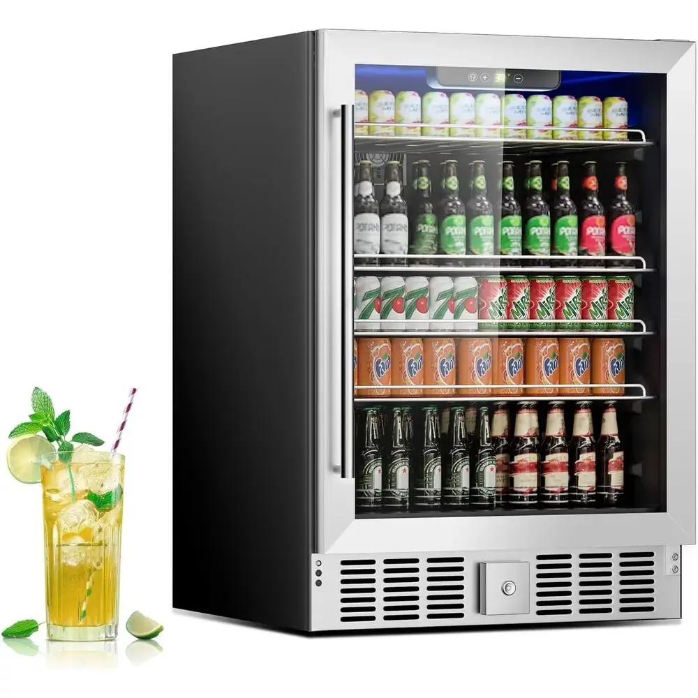 

Sd Beverage Rerigerator Cooler, 5.3 Cu.t/166 Can Drink ridge with Adjustable Shelves & Glass Door or Soda Wine r, Quiet Undercou