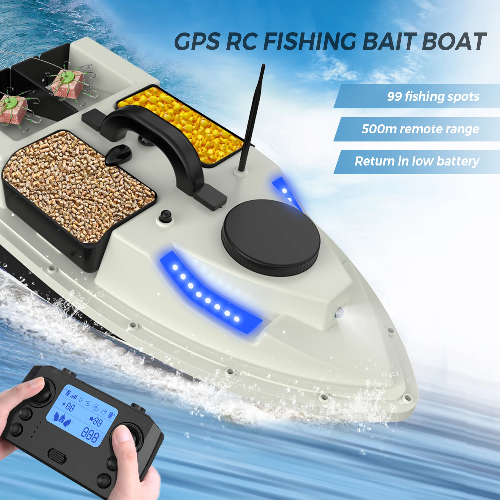 Smart GPS Fishing Bait BoatWireless Remote Control RC Nesting Boat 2KG Loading 500M Distance Fixed Speed Cruise Bait Boat Toy