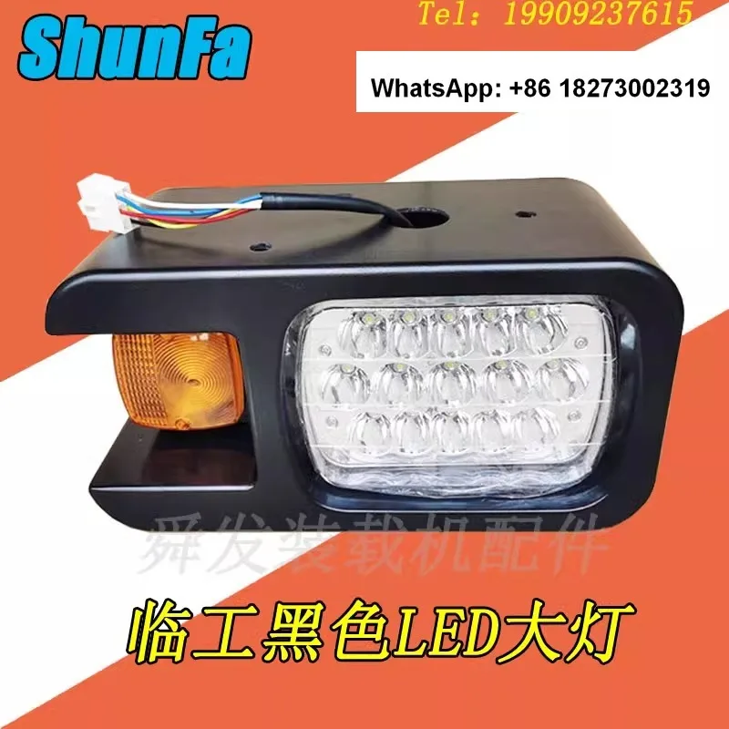 High quality front headlight accessories for all models of loaders with 3 screw holes LED black gray forklift headlights